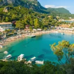 Turquoise bay and beach at Paleokastritsa, Corfu