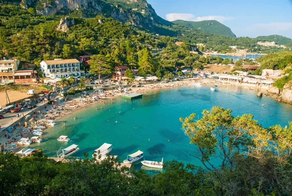 Turquoise bay and beach at Paleokastritsa, Corfu